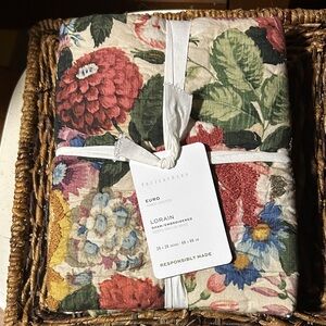 Pottery Barn Lorain Euro Sham with Floral Embroidery